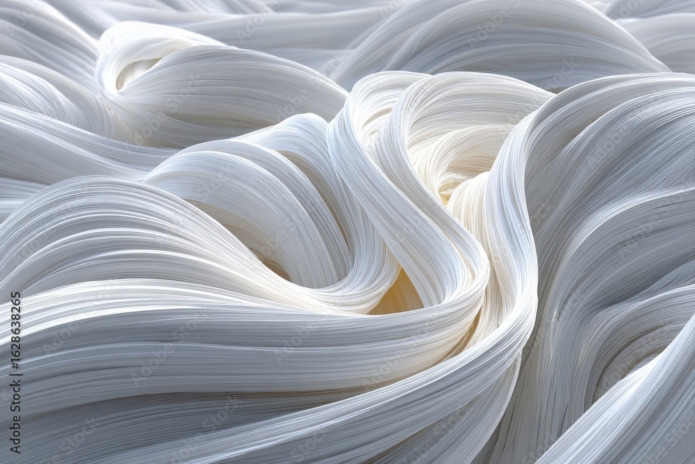 Poster soft flowing white fabric creates intricate patterns in a contemporary textile design highlighting t