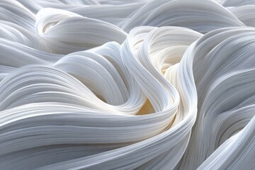 Soft flowing white fabric creates intricate patterns in a contemporary textile design highlighting the elegance of texture