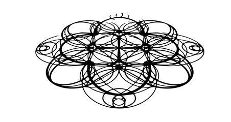 Obraz premium Abstract geometric flower design with circles and intersecting lines for art and decoration vector illustration