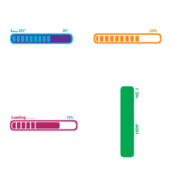 Four different progress bars illustrating various stages of loading, showing percentages and time estimations.