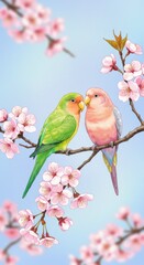 Birds in cherry blossoms