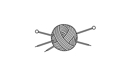Hand knitting yarn ball with needles vector illustration for diy craft projects and hobby supplies concept