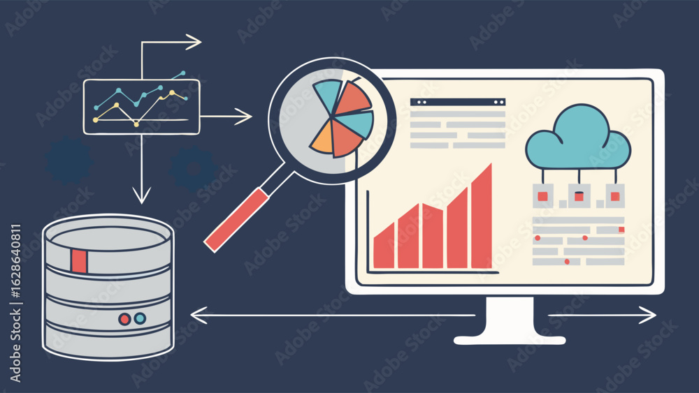 Poster data analysis, business intelligence, and big data processing. cloud computing, financial analytics,