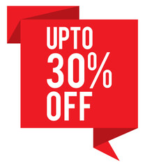 up to 30% off special discount, promotion banner, deal announcement sticker