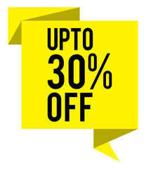 marketing offer tag, up to 30% discount, retail sale vector illustration