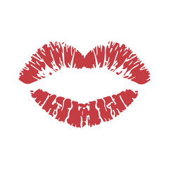Red Lip Print Clipart Kiss Mark Vector Isolated Illustration