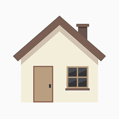 Simple house illustration with brown roof and door, home design concept