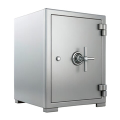 A sturdy metal safe stands securely closed its door and combination lock promising protection and security for valuables isolated on transparent background