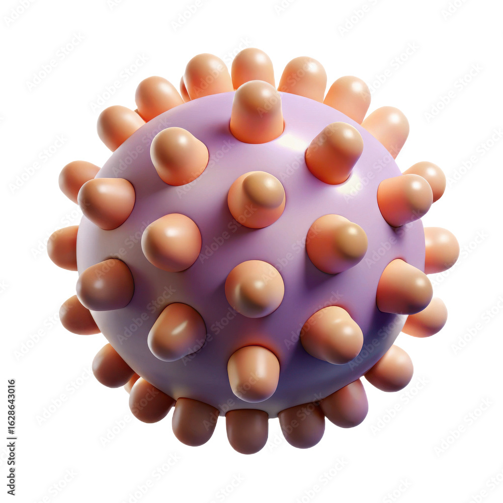 Fototapete detailed 3d rendering of a virus particle with protruding spikes isolated on transparent background