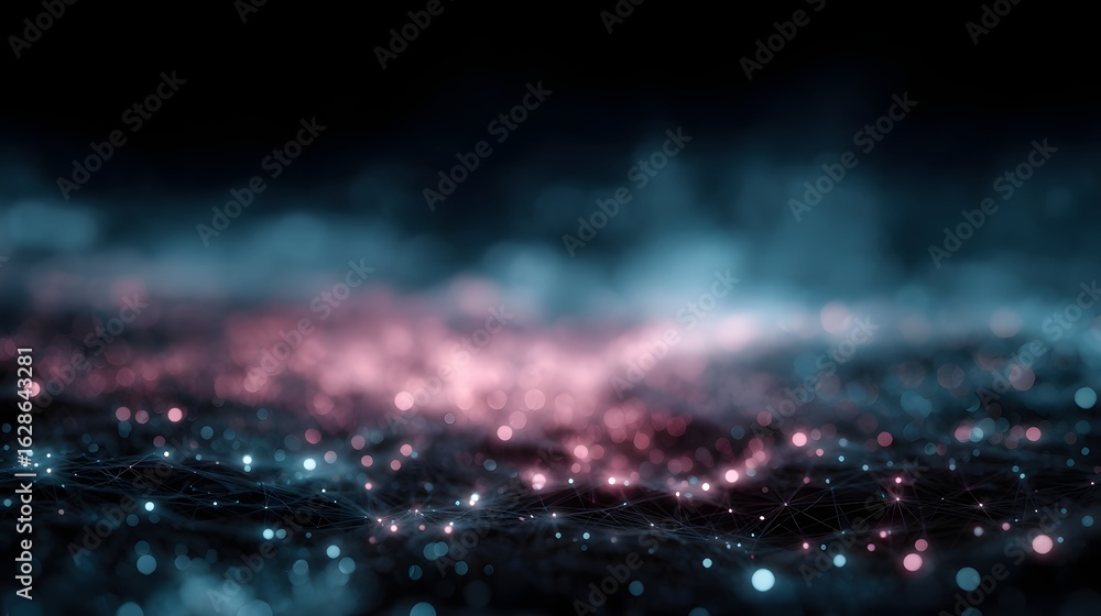 Poster illustrative representation of an internet of things network with smart device lighting and high foc