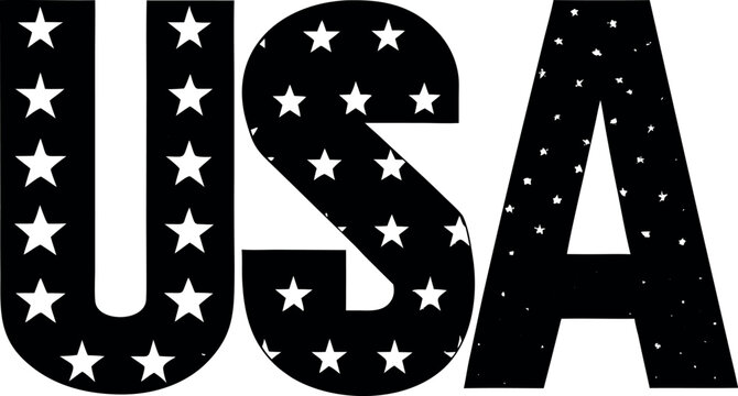 Bold USA letters filled with stars in a distinctive silhouette style