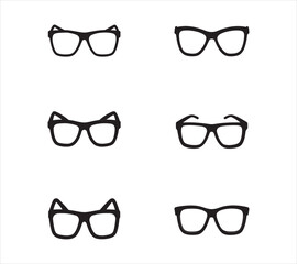 Collection of Stylish Eyeglasses Frames Isolated on White Background Modern Eye Protection and Vision Correction Accessories Flat Lay