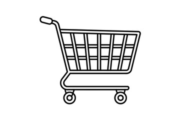 Shopping Cart Outline Icon Symbolizing Retail and Consumerism in a Minimalist Design for Online Marketing and Ecommerce Websites