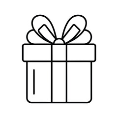 Gift donation outline icon on white background