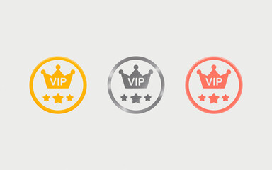 Obraz premium A set of three VIP membership icons arranged horizontally against a white background