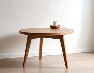 Simple round wooden coffee table