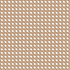 Brown Interlocking Caning Lattice Pattern with White Outline