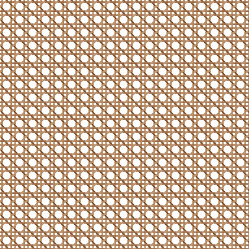 Brown Interlocking Caning Lattice Pattern with White Outline