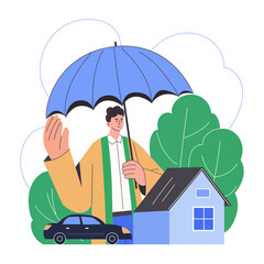 A flat style illustration showing assets insurance