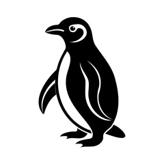 Naklejka premium Full silhouette a waddling penguin on a animal bird