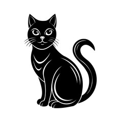 Cat silhouette with accents sitting elegantly on animal domestic
