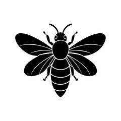 Silhouette a bee with wings spread segmented body insect flying