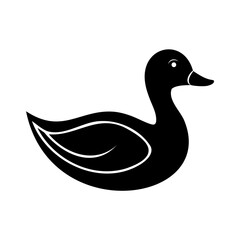 Silhouette a duck swimming on a water bird