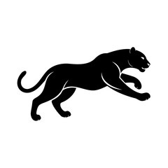 Silhouette a jaguar in a mid-pounce motion on a panther feline