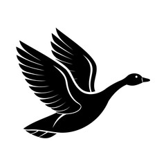 Obraz premium Silhouette a goose in flight with wings spread wide bird flying