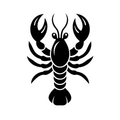 Silhouette a lobster with claws raised on animal crustacean