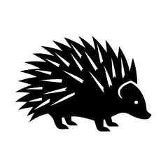 Silhouette a porcupine with sharp quills on a animal mammal