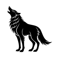Silhouette a wolf howling against a animal mammal