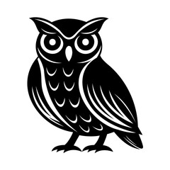 Silhouette an owl with stylized feathers large eyes bird animal