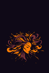Girl, Freedom, hair, Face, Consciousness, Mind, Thoughts, Awareness, Knowledge, Head, Chaos, Vector, Artwork