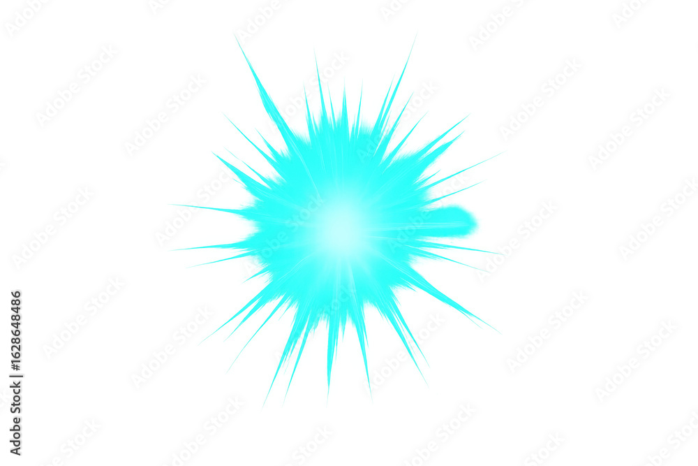 Poster bright blue light exploding creating a star shape on a transparent background, perfect for visual ef