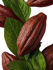 Cocoa Beans and Leaves: A Vibrant Visual