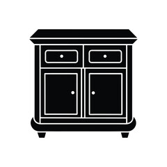 A kitchen cabinet silhouette vector art illustration