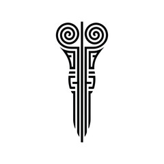 Greek key pattern in tribal tattoo style vector illustration