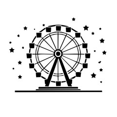 Ferris wheel with scattered stars carnival fair amusement park ride icon