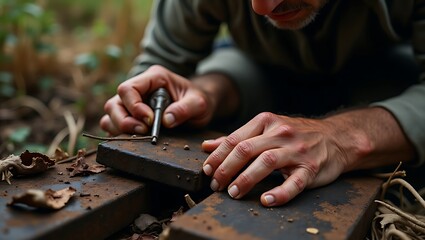 Bushcraft fire starting survival skills using hand drill method for outdoor enthusiasts and nature lovers