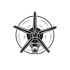 Obraz premium Five Blade Airplane Propeller Front View Vintage Aircraft Engine Part Illustration