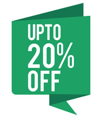 product price up to 20% reduction tag, modern vector graphic