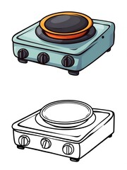 Fototapeta premium Portable Electric Stove Illustration with Outline Version
