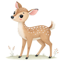 Obraz premium Watercolor Illustration of a Cute Fawn , Deer