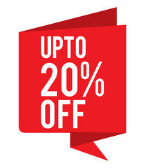up to 20% off promotion banner, discount offer tag, limited time sale vector
