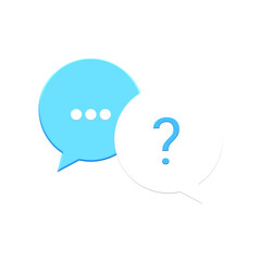 Blue and White Chat Question Icon PNG – Message Bubble with Typing and Help Symbol