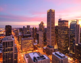 Fototapeta premium Urban skyline at dawn