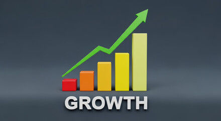 Visualizing Business Expansion A Bar Graph with an Upward Trending Arrow Representing Company Development and Positive Financial Performance