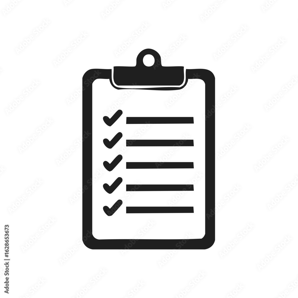 Poster checklist clipboard: business task management and planning form with checkmarks