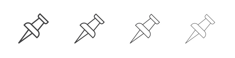 Push pin icon outlines - vector simple illustration